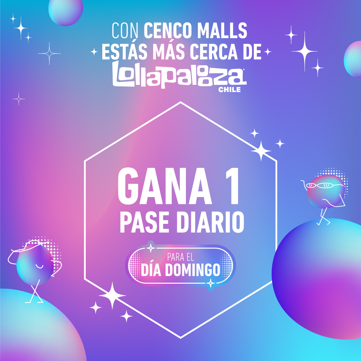 CencoMallsCL's tweet image. [CONCURSO] Dale RT a este tweet y participa por pases diarios para ir a @lollapaloozacl el día domingo, y disfrutar de los shows de Sza, Phoenix, Jungle, Sam Smith y más🤩 #CencoMallsLollaCL