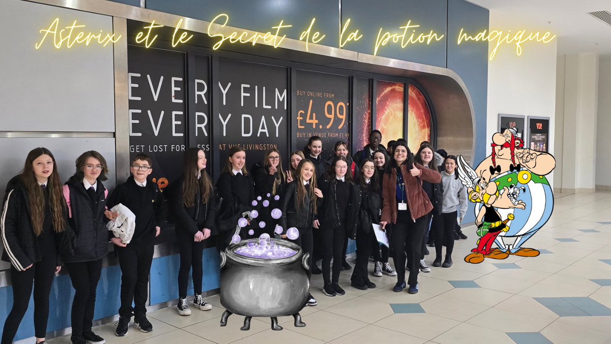 🎥🎬🥰Aujourd’hui nous sommes allés au cinéma à Livingston <a href="/vuecinemas/">Vue</a> voir Astérix et le secret de la potion magique.🧙‍♂️<a href="/MissGuillon/">Miss Guillon 🇫🇷</a>  et 30 élèves de S1 ont adoré cette expérience et le film était marrant!  Merci encore <a href="/vuecinemas/">Vue</a>  pour cette super matinée!💜💕
