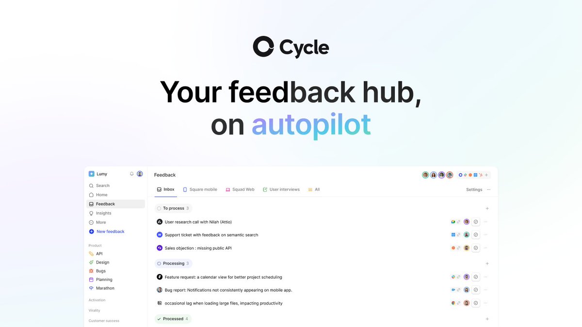 Today we launched the first self-organizing feedback hub.

Extracting insights from every piece of feedback used to take hours every week. It was painful. No kidding, who enjoys digging into messy support tickets, calls, surveys, emails, screenshots, and more?

Now AI takes care