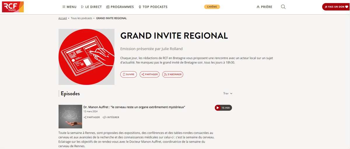 SemCerveau35's tweet photo. Une interview de @Manon_Auffret, à l'occasion de la @SemCerveau35, par Julie Rolland, journaliste RCF Bretagne : https://t.co/VHf5RIKBlE https://t.co/81vwIck0QY