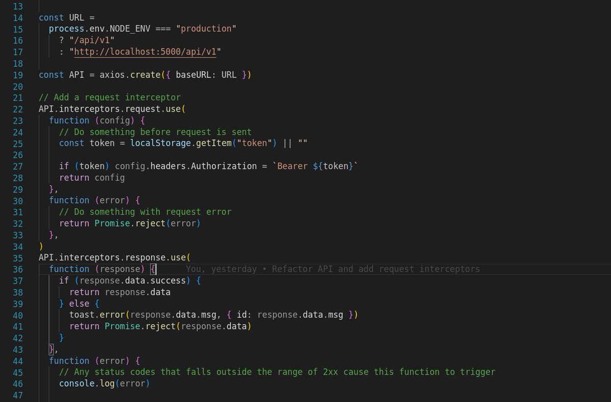 mr_shivamgarg's tweet image. During setting up the api request for backend, i needed to perform some steps repeatedly
and after some research i got to learn about axios interceptor for request and response, which really help me to doing repeatedly work
#buildinpublic