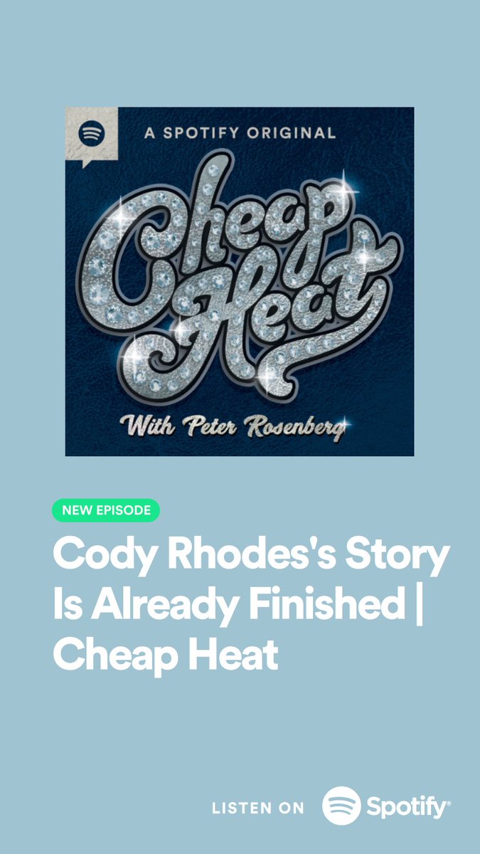 🎙️CHEAP HEAT🎙️ @RosenbergRadio shows up this week with a HOT take, Cody Rhodes’ story is already finished 👀. He and @StatGuyGreg discuss that, plus Jey Uso’s challenge to his brother Jimmy at #WrestleMania and more! open.spotify.com/episode/4h60T8…