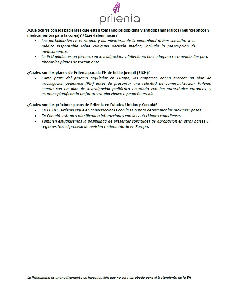Fepaeh's tweet photo. Atención, compartimos comunicado recibido de @PrileniaTx en relación a la #pridopidina (estudio Proof-HD). El comunicado adjunto lo hemos traducido al castellano y consta de tres páginas.
Podéis acceder a la nota de prensa de la compañía aquí:
https://t.co/9PeWXbdmpE
#Huntington https://t.co/RTV7lKLPiH