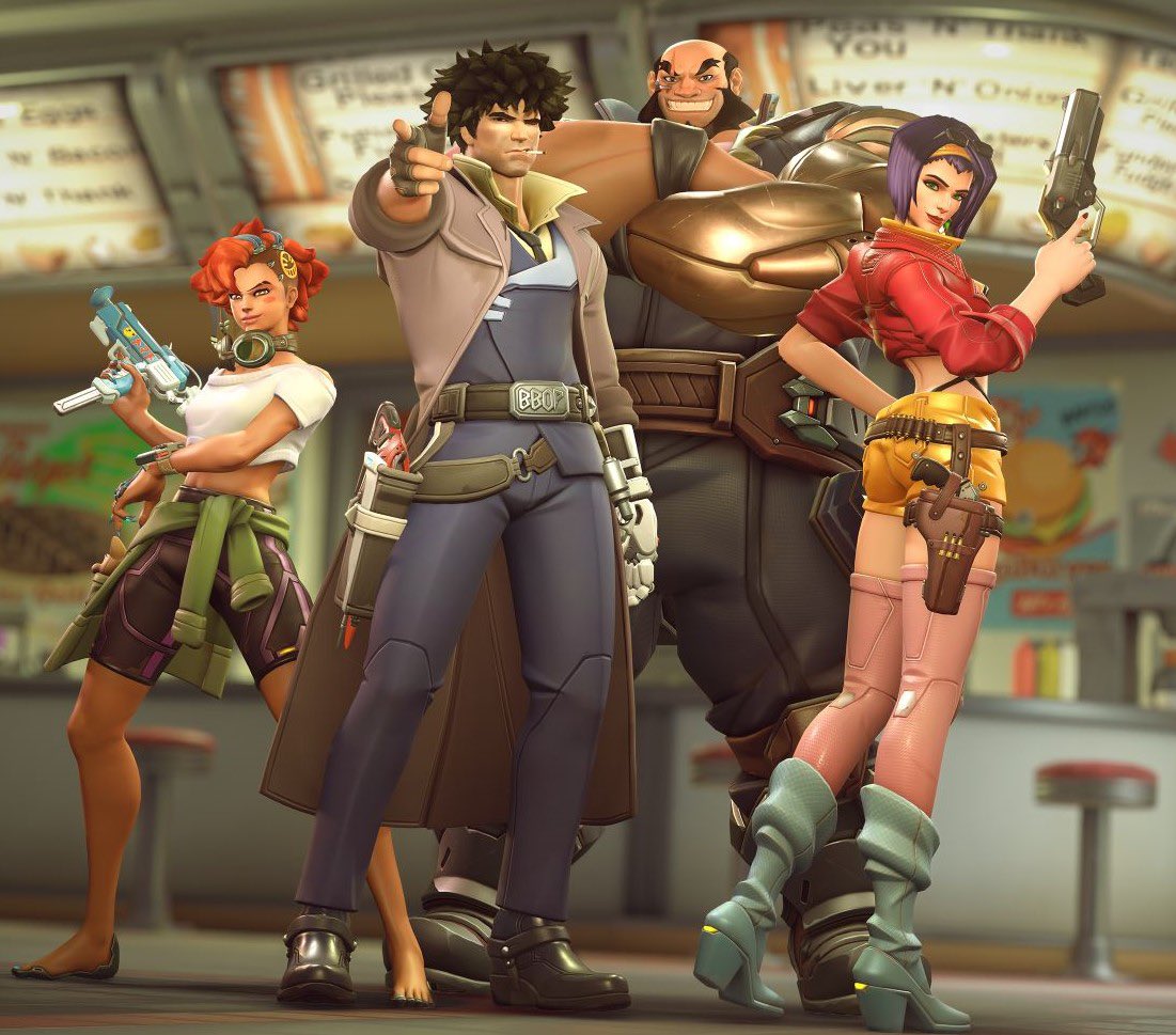 ✨GIVEAWAY TIME BABYYYY✨ ‼️I am giving away a @PlayOverwatch x Cowboy Bebop MEGA BUNDLE‼️ In order to enter you must : 🤠LIKE & RETWEET 🤠TAG 2 FRIENDS 🤠FOLLOW @deshaawnn #Overwatch2 #Giveaway