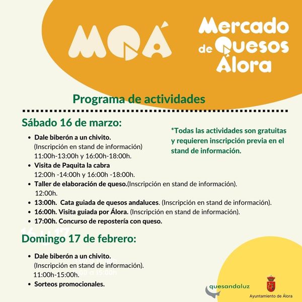 QuesosElPinsapo's tweet photo. Este fin de semana, nos vamos al X Mercado de Quesos Tradicionales de Andalucía en #Álora (Málaga)
Toda la info en nuestro blog:
https://t.co/Qq6qpgR70S
@QuesosMontesM
#PlanesMálaga #AGAMMASUR #cooperativa https://t.co/hgXVACLjZO