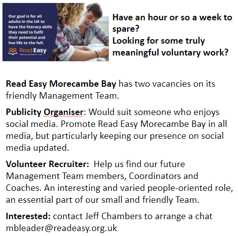 ReadEasyMB's tweet image. Volunteer Positions available