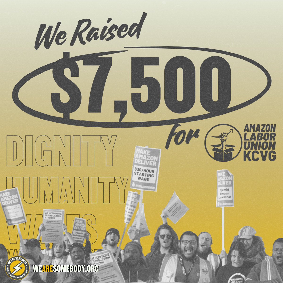 Thanks to grassroots donors, we were able to send $7,500 directly to Amazon workers in Northern Kentucky! We are building working class power every day. ⬇️ Stay updated, sign up ⬇️ WeAreSomebody.org