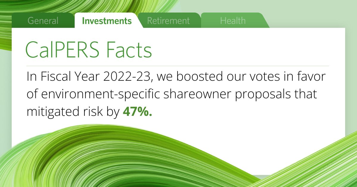 We support shareowner proposals on their merit, which are typically high-quality, well-targeted, resolutions. We analyze and vote shareowner proposals consistent with the interests of our beneficiaries. bit.ly/3OJQG2D [PDF] #CalPERSProxy #CalPERSFact
