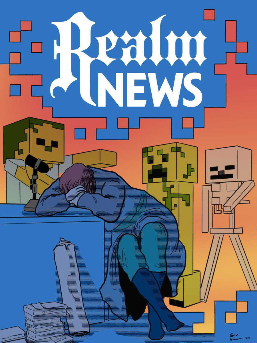 RealmNews247's tweet photo. Shout out to artist Sam Howard. You did an amazing job capturing the essence of Realm News and then you for the cover photo!
#samhoward his #Instagram: samhwrd22
#minecraft #podcast @RealmNews247 https://t.co/o7hsCIqhiK