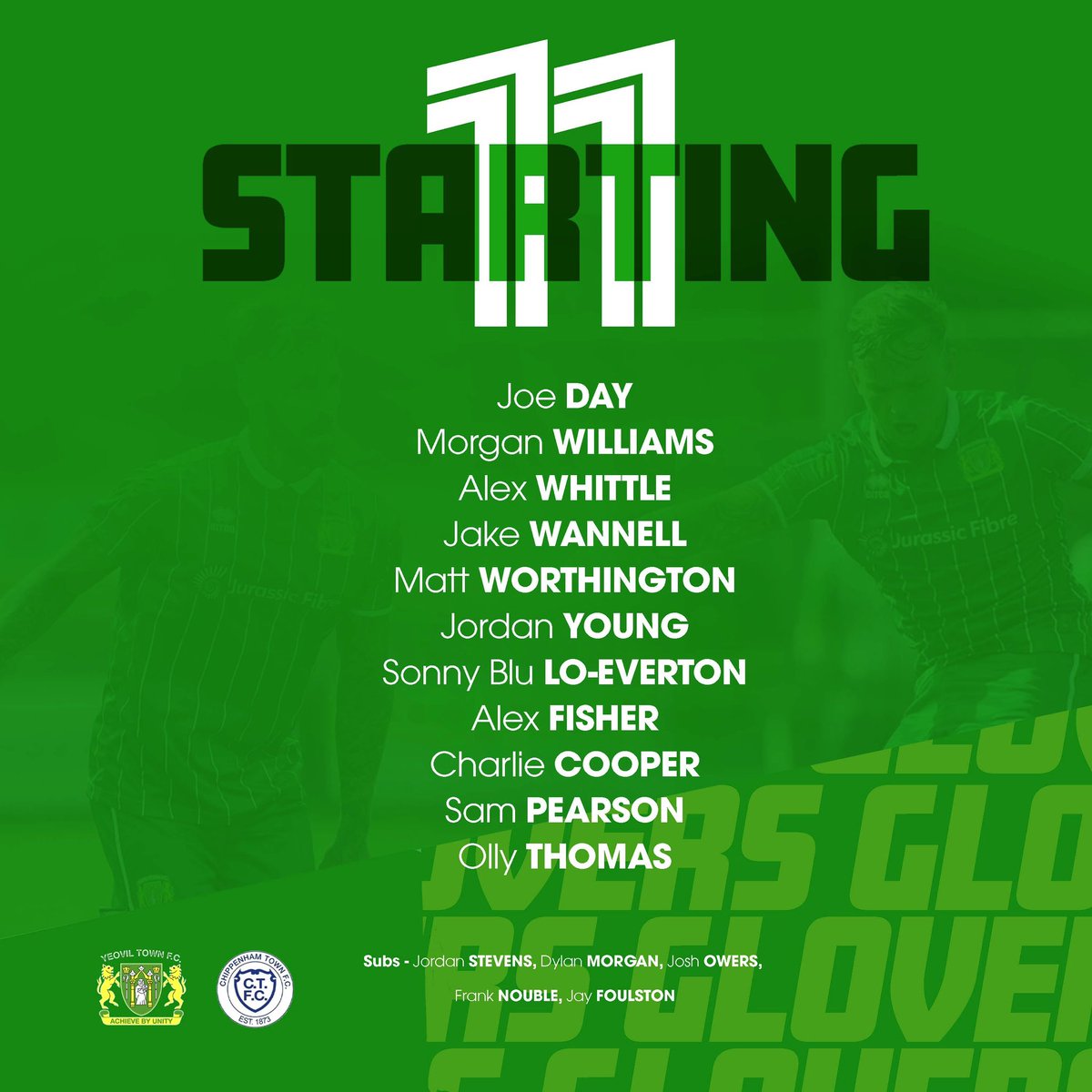 Team News 📝 

Here is your Yeovil Town starting line up for this evening’s National League South fixture against Chippenham Town. 

#YTFC 💚