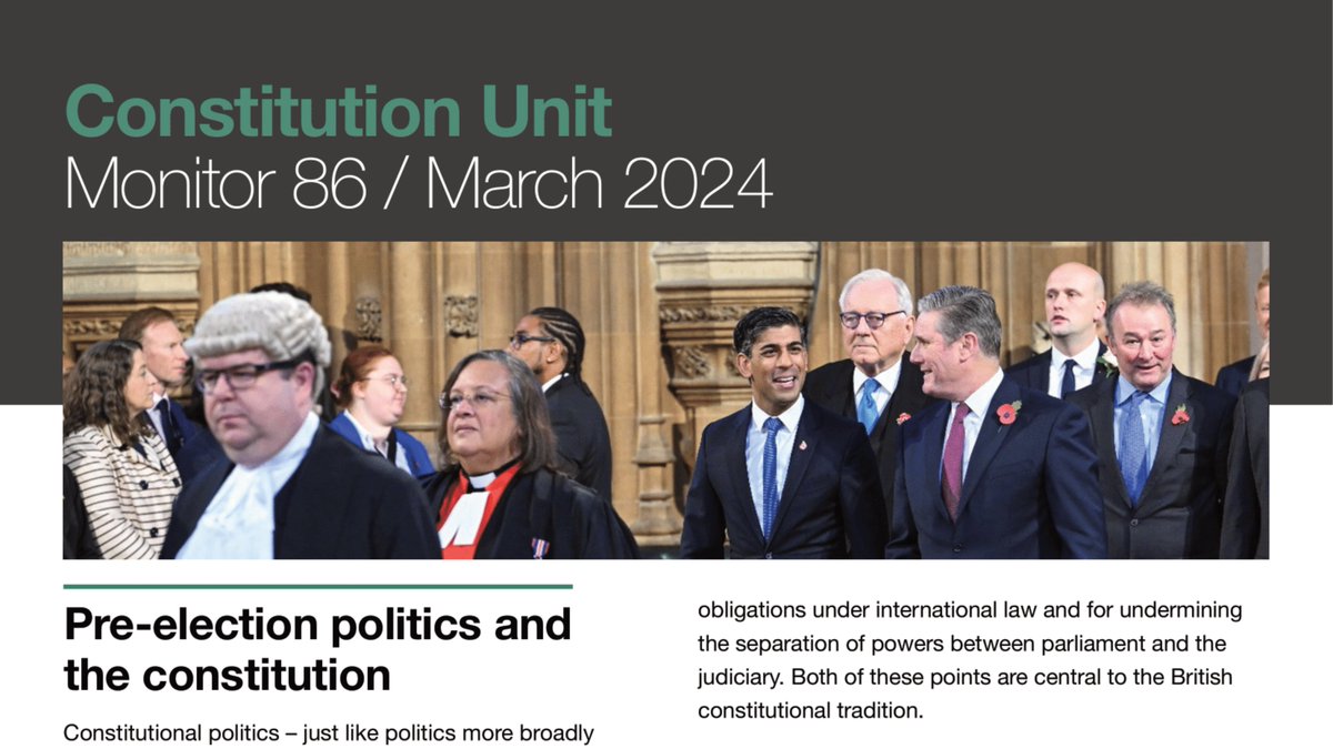 The latest edition of our regular constitutional review is now available! Monitor 86 includes: Lindsay Hoyle in hot water, Lord Cameron's ennoblement, more recall petitions, the King's cancer diagnosis, devolution across the UK and more! Catch up 👉 ucl.ac.uk/constitution-u….