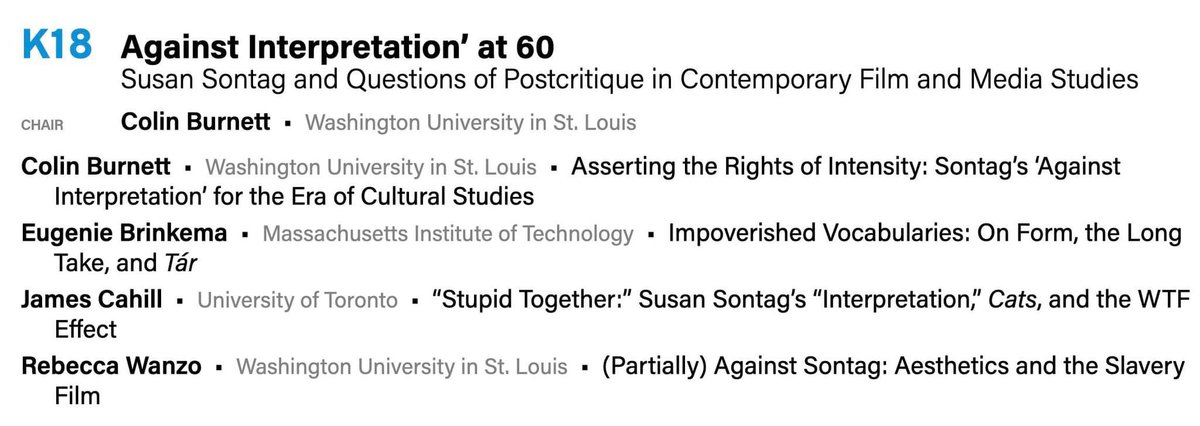 colinburnett100's tweet image. This coming Saturday at 2pm! Sontag admirers/ detractors assemble! #SCMS #scms2024