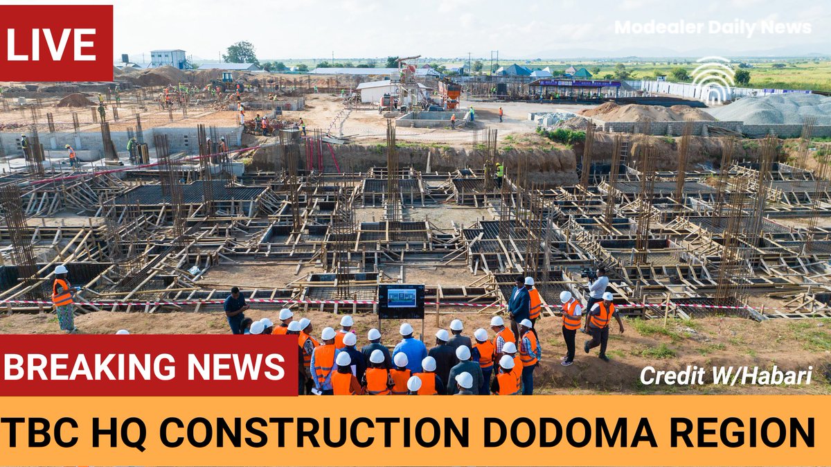 Tanzania Broadcasting Corporation ( TBC ) headquarters construction activity in Dodoma region .  Team of engineers in the field.
Credit: W/Habari. 
#TanzaniaEconomicUpdate #Construction #dailymodealer #NEWSUPDATES