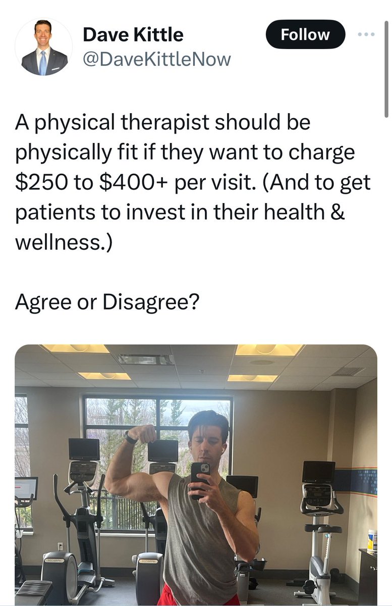 Never *ever ever* select a PT or healthcare provider based on how they LOOK. ❌❌

Select them based on knowledge, expertise, listening skills + personal connection💥

Gym rat ≠ skilled clinician
👎🏼👎🏼👎🏼
Any a-hole can lift weights 🙄
#MedTwitter #pttwitter #meded