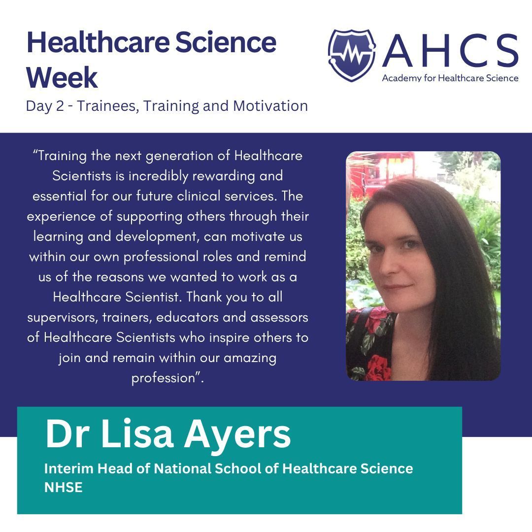 To complete Day 2 of #HealthcareScienceWeek, we have a quote from Dr. Lisa Ayers, Interim Head of the NSHCS!

Stay tuned for more content throughout the week, tomorrow we will be focussing on the HCS Workforce and Options!

See all today's content here 👇

buff.ly/4a8Bwfp