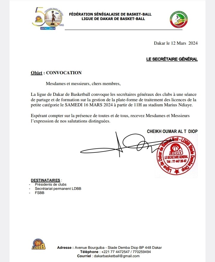 totalsport221's tweet photo. #Basket: La ligue de Dakar outille les secrétaires généraux à travers une formation le Samedi 16 mars

#LDBB https://t.co/YIB64pD6RT