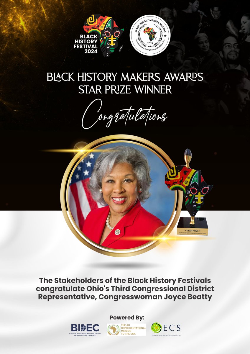 Honoring Congresswoman Joyce Beatty for her Star Prize win at #BHF2024! Her advocacy for civil rights and commitment to justice inspire us all. Congratulations, Congresswoman Beatty! #BlackHistoryMakers #Trailblazer