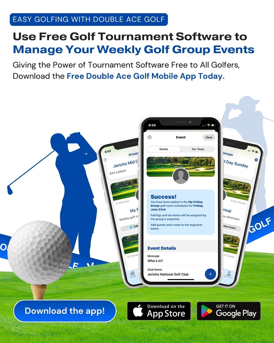DoubleAceGolf's tweet photo. Need help organizing your tee times and keeping everyone informed?  Download the free Double Ace Golf mobile app today! #Golf #golfcourse #golfer https://t.co/ucIzd8pbwm