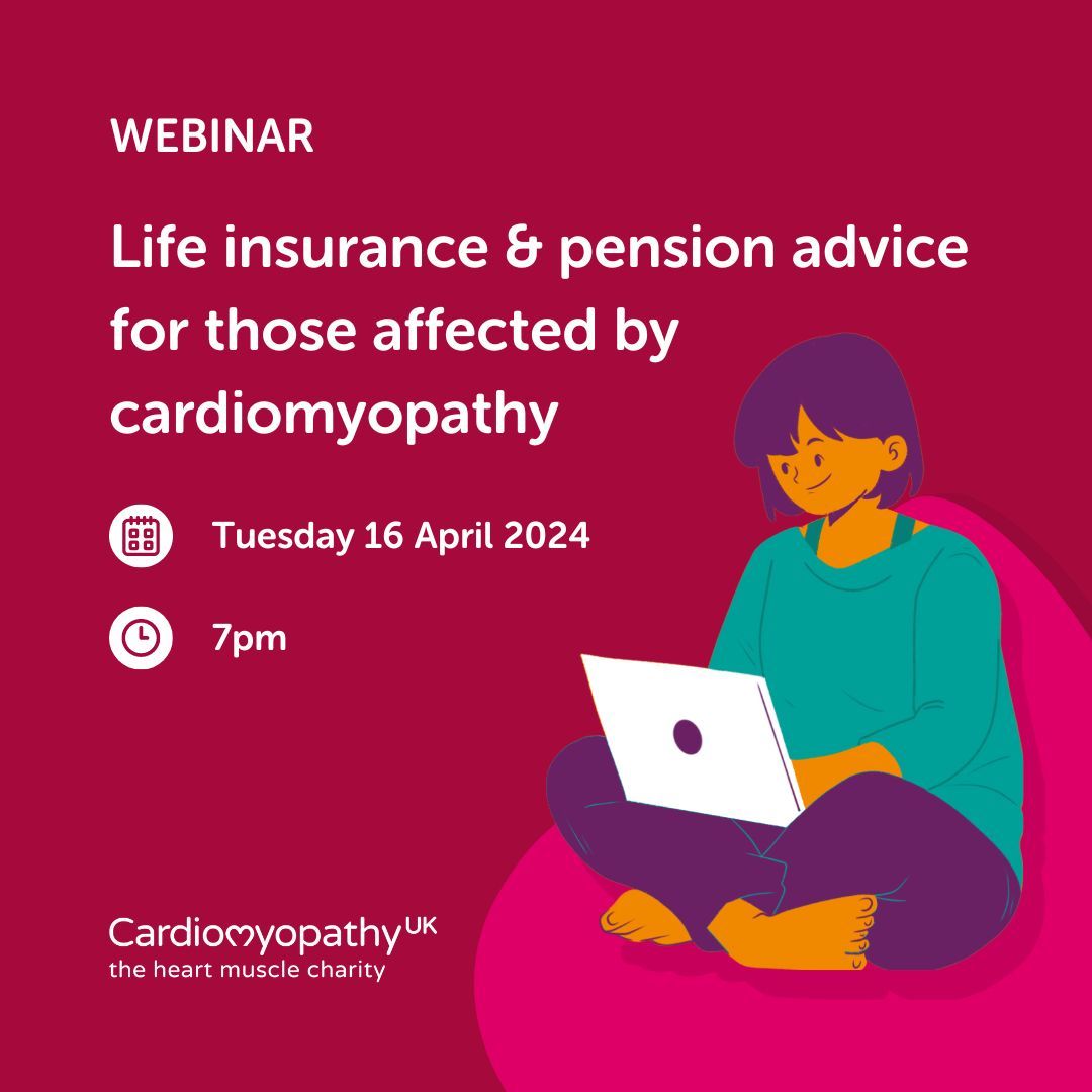 Register for our new webinar ‘Life insurance & pension advice for those affected by cardiomyopathy’ hosted by our Cardiomyopathy Specialist Nurse Jayne and Bill Bartholemew Dip PFS, a wealth management partner from True Potential Wealth Management. 📲 buff.ly/3TwRlab