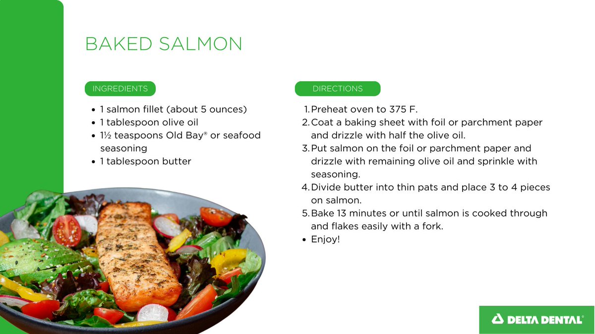 You can’t beat a baked salmon dish for a light midweek dinner. We love this version made from just 4 ingredients and ready in less than 15 minutes!

#nationalnutritionmonth #pescatarian #healthysmilehappysmile #midweekmeals