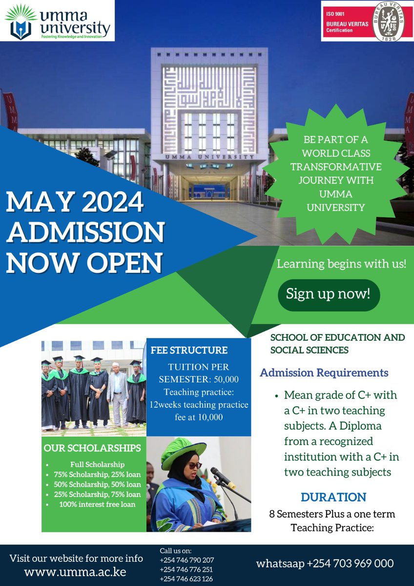 Calling all future educators and social scientists! Secure your spot for the May intake at Umma University's School of Education and Social Sciences. Embrace new challenges, cultivate your passion, and become a catalyst for positive change. Apply now and unlock your potential!