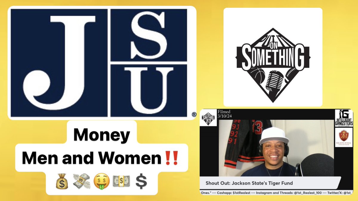 1st_Realest's tweet photo. Shout Out: Jackson State's Tiger Fund, the Money Men and Women: from Put... https://t.co/CIr4uU5qlJ via @YouTube
#putitonsomething #jacksonstate #hbcu #hbcus #tctaylor #tomekiareed #mowilliams #football #basketball #ncaa #swac #meac #mississippi #espn https://t.co/uaPxFztNHy