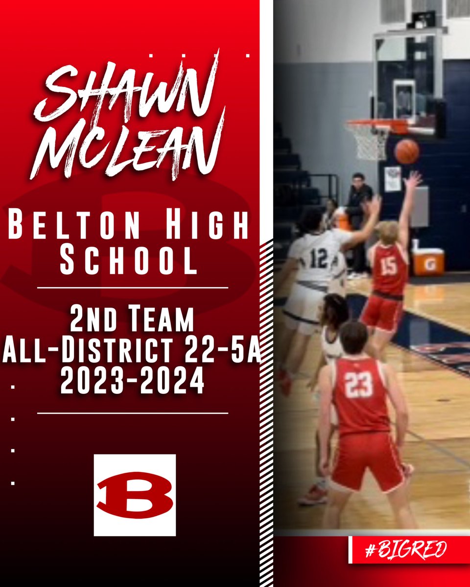 Congratulations to @McLean_Shawn15 for being selected 2nd Team All-District in District 22-5A. Shawn had a really solid senior season helping the Tigers to a 30 win season and the 3rd round of the playoffs. #BELTON @BeltonHS @BeltonISD @BeltonISDAth