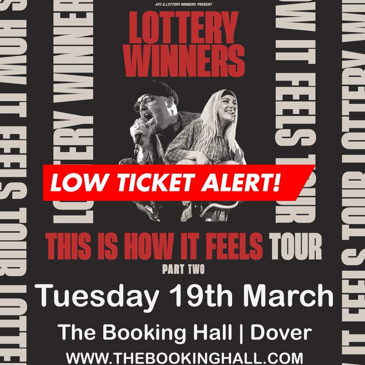 ALMOST GONE! Low ticket alert for next week's show @LotteryWinners Don't miss out!