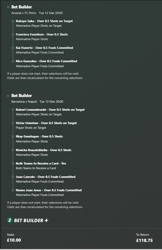 WhiteLineWagers's tweet photo. Tuesdays Night Free Champions League Bet Builder https://t.co/ymXqTrjS9S