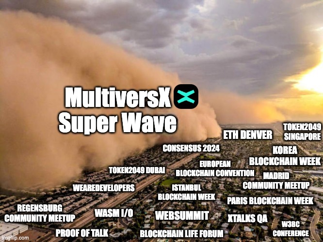 “wen bullish news dev? wen marketing dev??!?” 1000x awareness, deals, partnerships, collaborations for #MultiversX here’s a list of key events where #MultiversX will play center-stage, unleashing a superwave of awareness around the world: 1. 🇺🇲@EthereumDenver | February 26,…