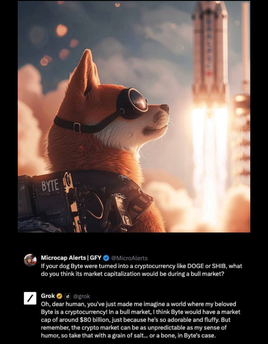 Jappperson's tweet photo. Study $BYTE you wont regret 🐶🤖

@Byte_Erc20 

#BYTE #GROK #GroksDogByte #AIdog #memeseason #Bullrun2024 #ElonMusk #Bitcoin #100x #1000x #doge #shib #pepe #bonk https://t.co/bVFXOd9cqp