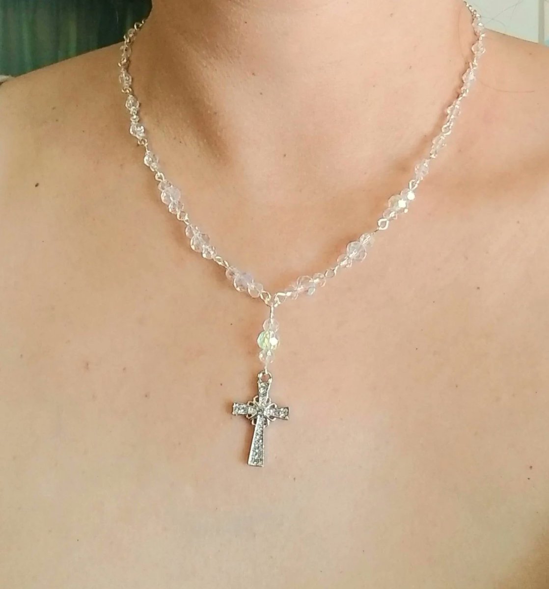 Crystal Cross Necklace, Crystal Cross Pendant, Rosary Necklace  #cross #crossnecklace #crossjewelry #religious #religiousnecklace #religiousjewelry #bride #bridenecklace #bridal #bridaljewelry #handmadejewelry #Easter #eastergift #Etsy 

etsy.me/4a4KQRm via @Etsy