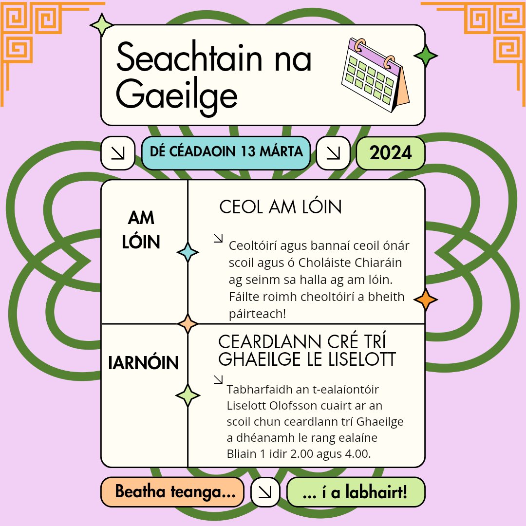 A cheoltóirí, ná dearmadaigí bhur n-uirlisí don seisiún ceoil amárach!! Ag tnúth leis an gceol agus leis an ealaín amárach! #pobalgaelach