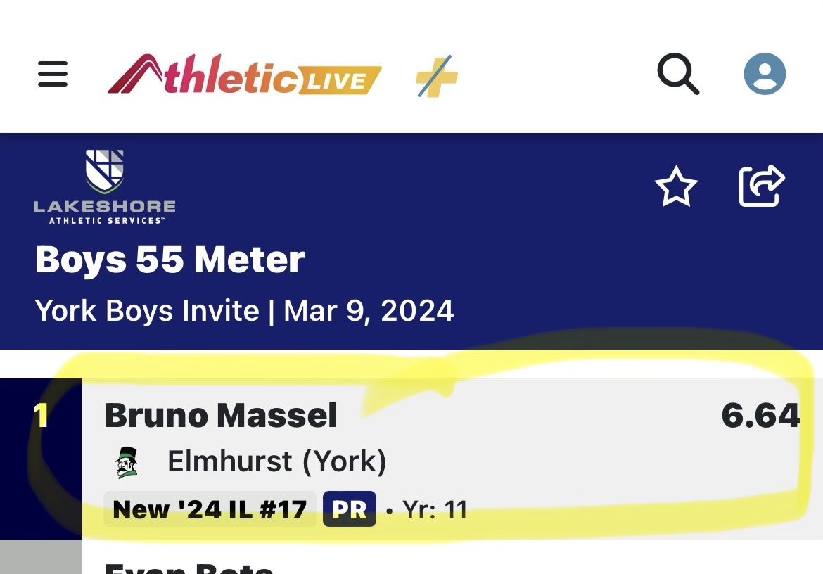 Won the 55 over the weekend w/a 6.64 new PR, conference this weekend! @yorkBSprints @YorkDukesFB @MattBowen41 @TNTignite @PrepRedzoneIL @AccelerationPro @CoachRenoYale @EDGYTIM @Bryan_Ault @CoachBobSurace @CoachDaft @Coach_Joel_Lamb @OJW_Scouting @CoadyKeller1