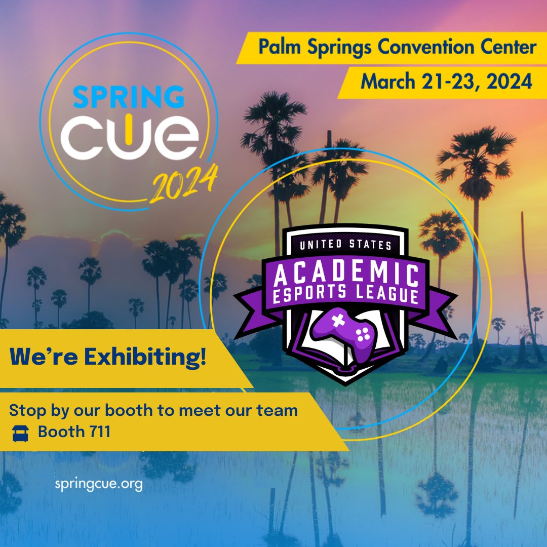 We are so excited to be at Spring CUE 2024 @cueinc on March 21-23 in Palm Springs, CA! 🌴 

Join us at the Palm Springs Convention Center to reconnect, reignite, and rejoice in the transformative power of education.

#SpringCUE2024 #EdLeadership #InnovativeEducation