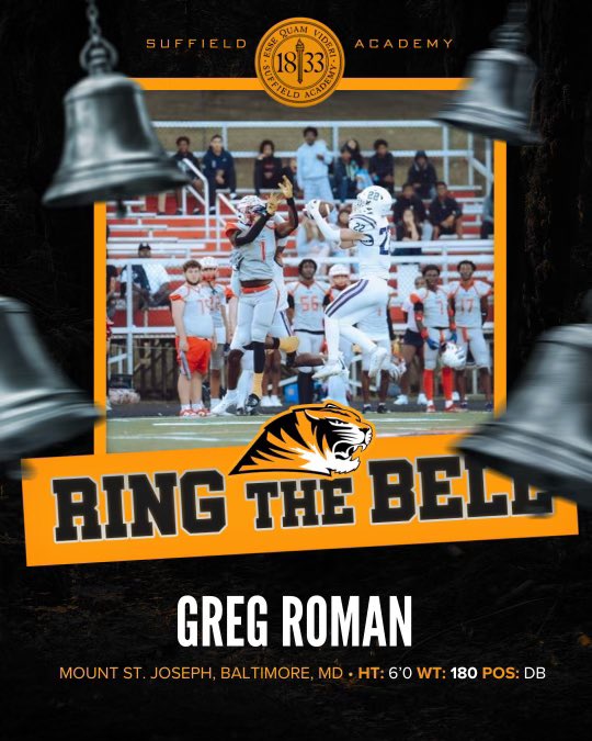 Excited to announce I’ll be taking a prep year at Suffield Academy!! Looking forward to being apart of <a href="/SATigerFootball/">Suffield Academy Football</a>. Thank you <a href="/CoachDunbar_/">Stanley Dunbar Jr.</a>  and <a href="/Coach_Sets/">Coach Sets</a> for the opportunity!! #ringthebell 

Film: hudl.com/v/2MJmqR
Class of ‘25