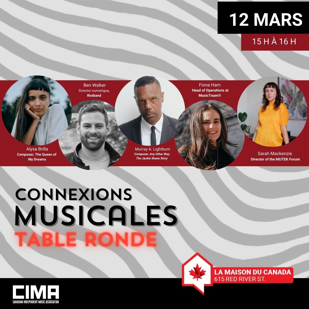 Rejoignez-nous à 15h à #CanadaHouse pour une discussion de panel dynamique où nous explorons l'intersection des industries de la musique, du film, de la XR et de la technologie. 🎶🎬💻