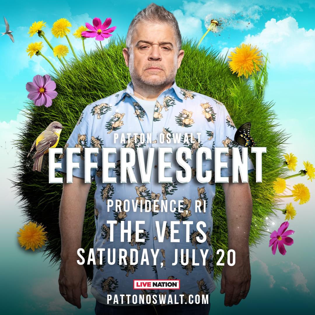 JUST ANNOUNCED: actor and hilarious comic @pattonoswalt comes to The VETS in Providence July 20! Be one of the first to get tickets this Thursday at 10AM (code: POV24).Tickets on sale Friday at 10AM. For more info: bit.ly/3TvZmwc