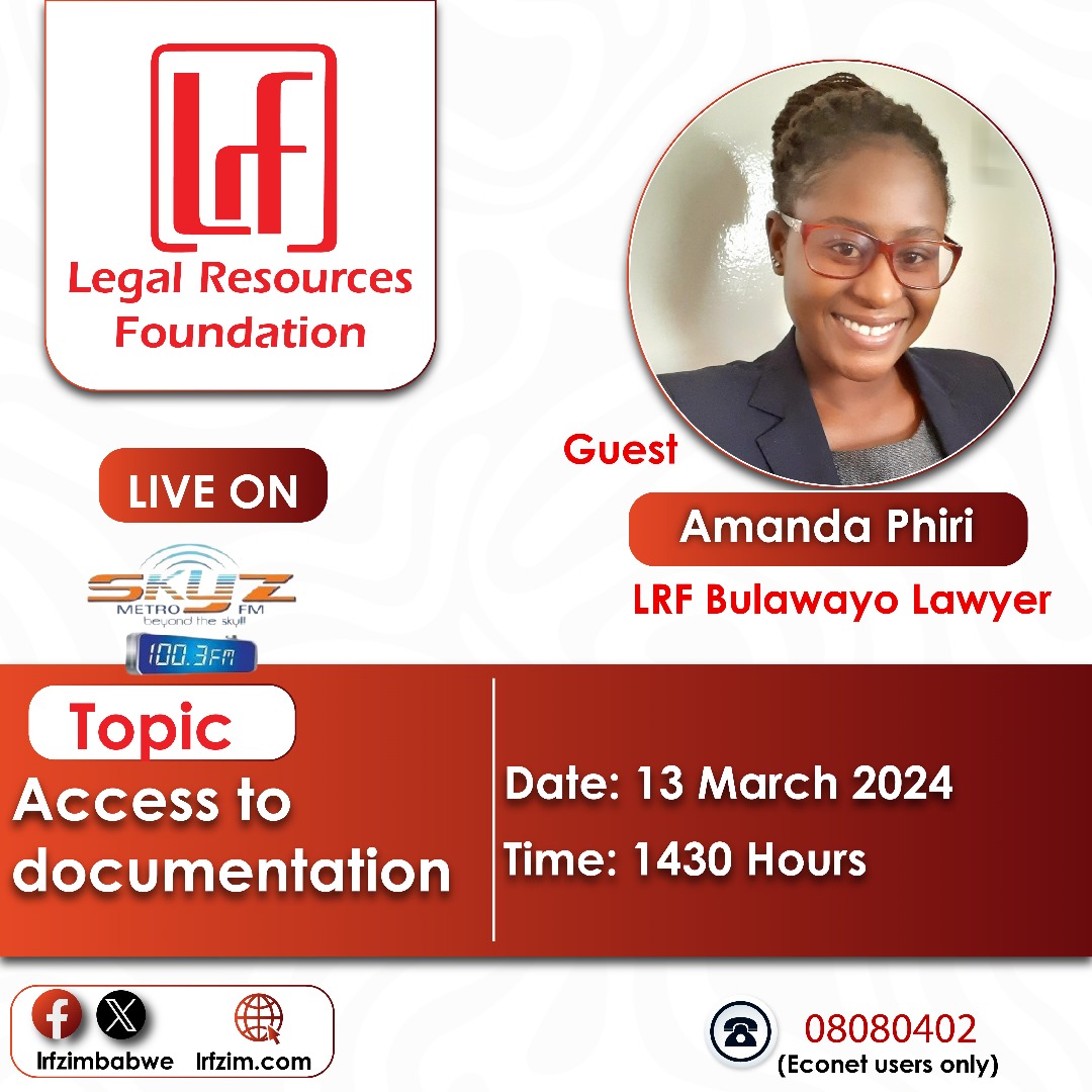 Tune in to SKYZ Metro FM , tomorrow, the 13th of March 2024 at 1430hours, for an engaging discussion on the requirements  for, and importance of birth registration, featuring LRF lawyer Amanda Phiri. #Promoting access to documentation #BirthRegistrationMatters