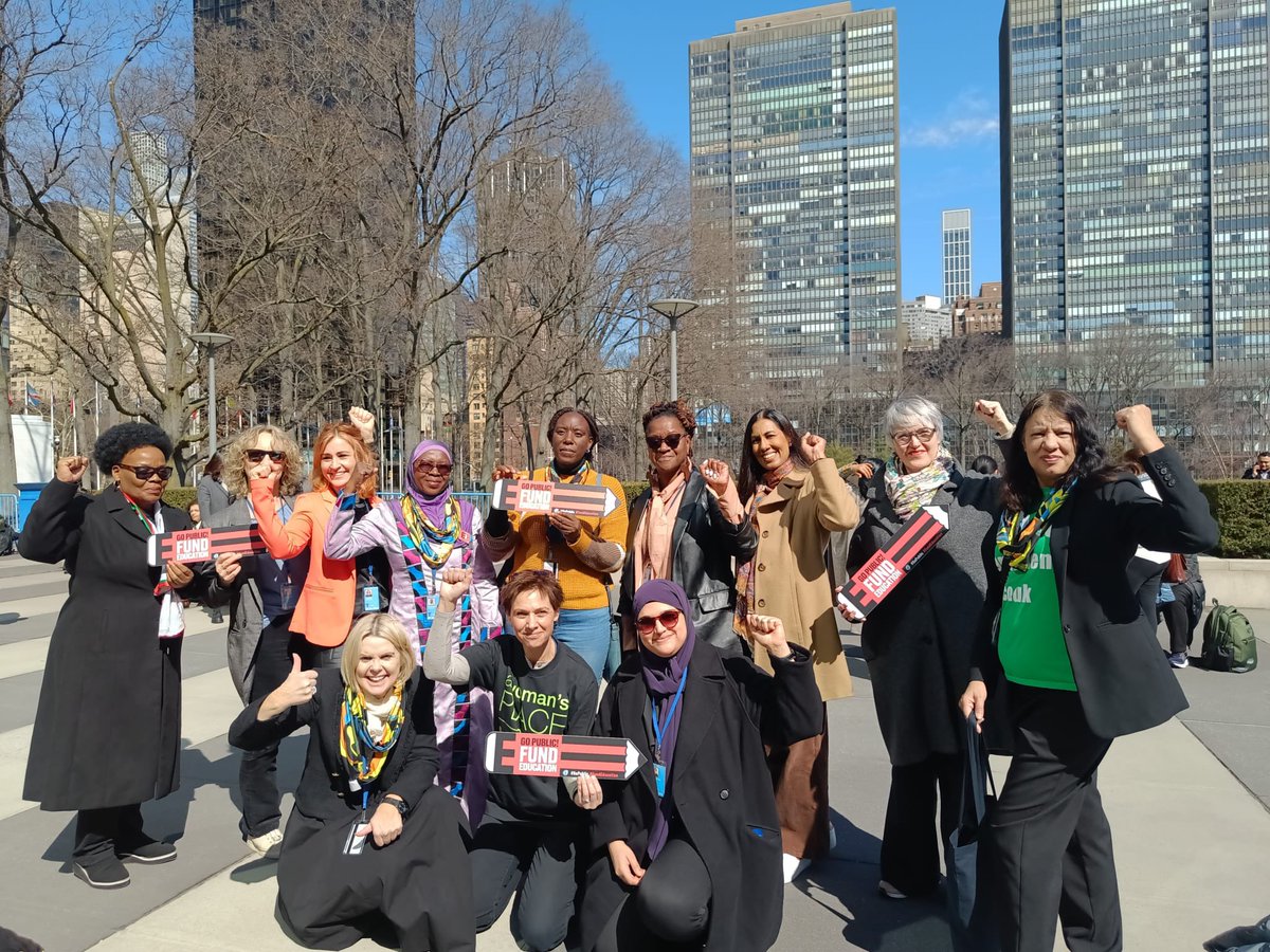 Wonderful women representing <a href="/eduint/">Education International</a> at #CSW68 Women’s rights are human rights. Education is a human right. Close the gender gap. #GoPublic #FundEducation #InvestInTeachers