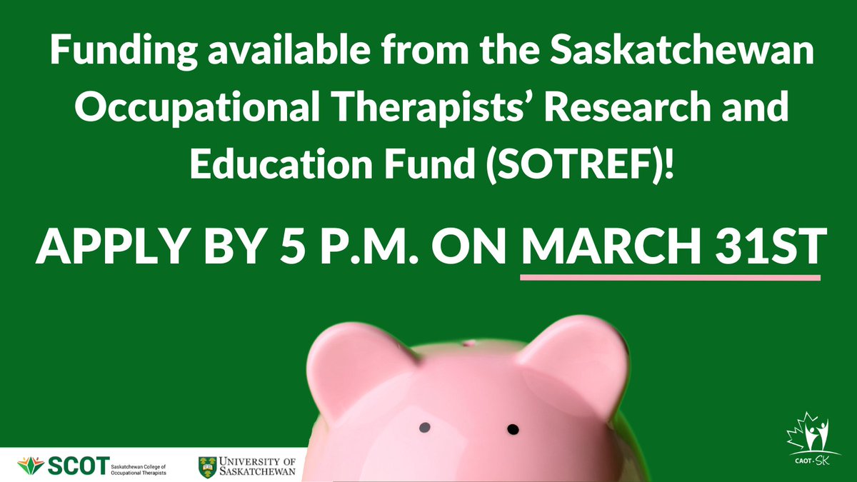 Check It Out! Saskatchewan Occupational Therapists' Research and Education Fund open for competition: scotsk.ca/vision-2022/aw…