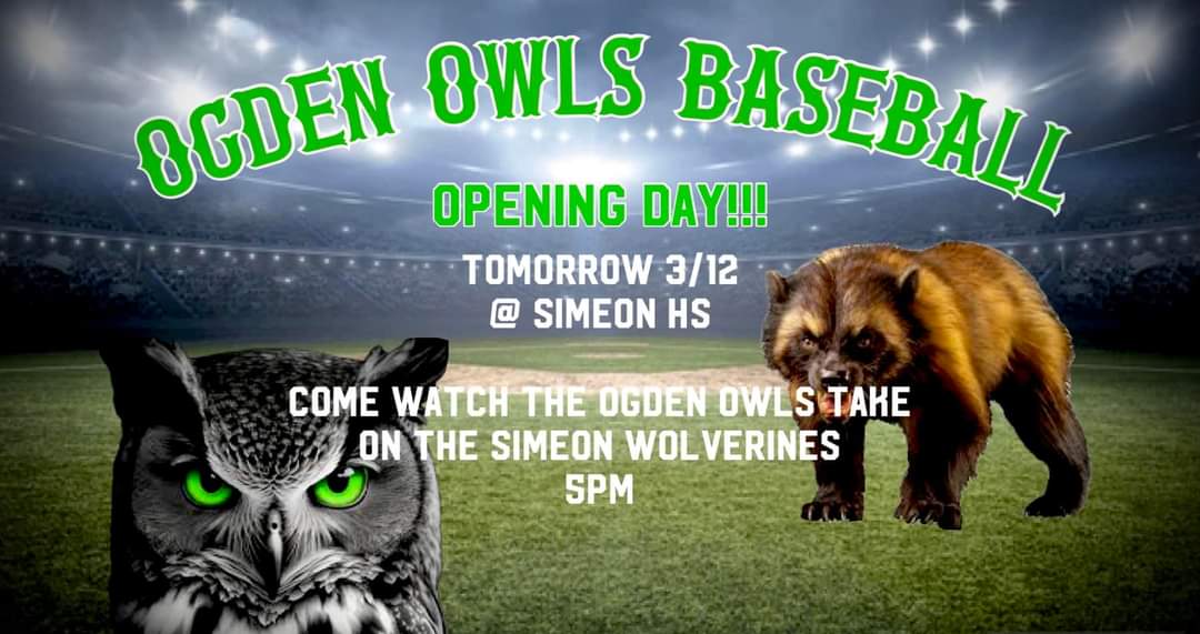 I guess we action tomorrow behind Simeon at 5pm as the 🦉 🦉🦉🦉 vs Wolverines you don’t want to miss this backyard brawl!!!!!!! #OgdenOwlsBaseball @mikeclarkpreps
