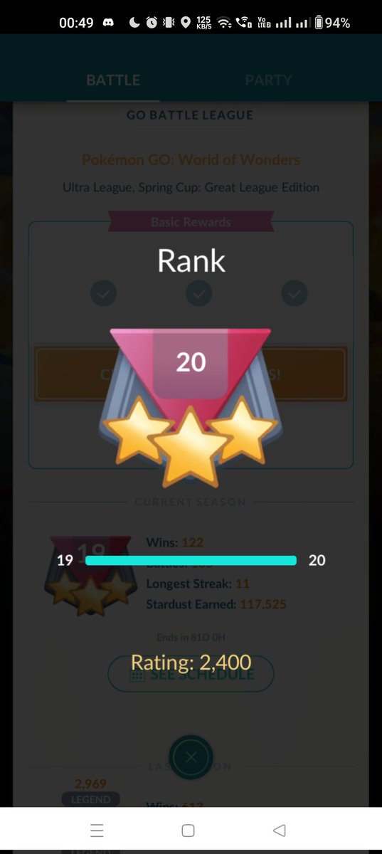 Not bad considering I was running Salazzle-Sgallade core till rank 16 (⁠ ͡⁠°⁠ ͜⁠ʖ⁠ ͡⁠°⁠)
#GBL #PokemonGO #PokemonGOfriends