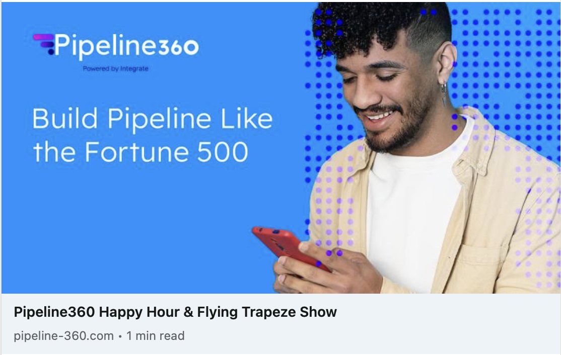 Join us at Pipeline360's exclusive Happy Hour & Flying Trapeze Show in Seattle!

Secure your place and be ready to elevate your #B2B strategy to new heights!

bit.ly/43ch8Ib

#B2BMarketingEvent #InnovateWithUs #Pipeline360