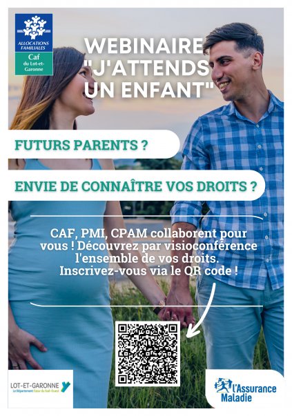 Caf, <a href="/Cpam47/">CPAM de Lot-et-Garonne</a> et Pmi vous proposent un webinaire sur les démarches administratives et le #suivimédical tout au long de la #grossesse et après la #naissance jeudi 14 mars à 17h15. 

Pour vous inscrire : caf.fr/allocataires/c…