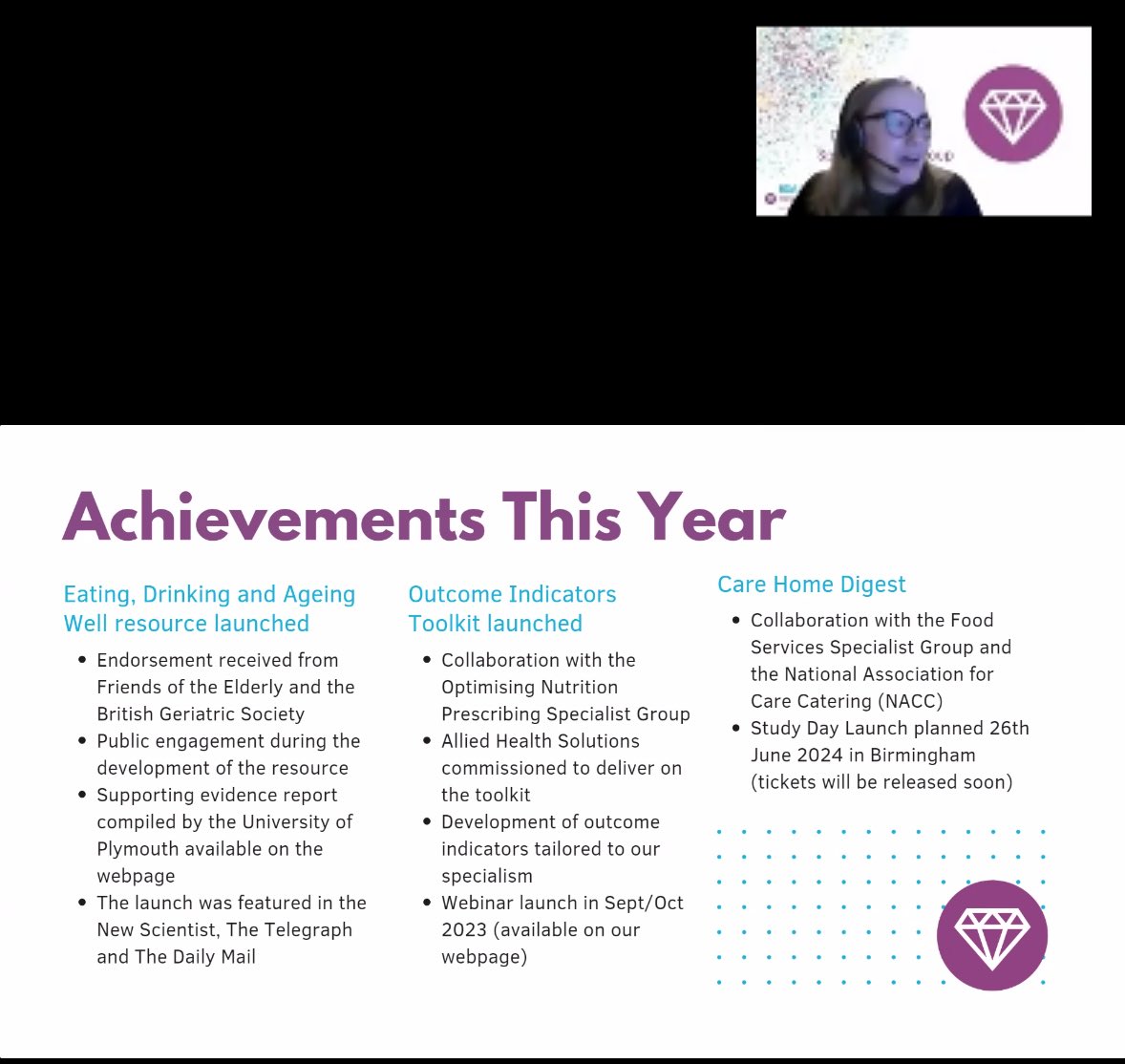 Our AGM is on! @Vittoria_Romano highlighted our achievements this year 🥳🥳 @BDA_Dietitians