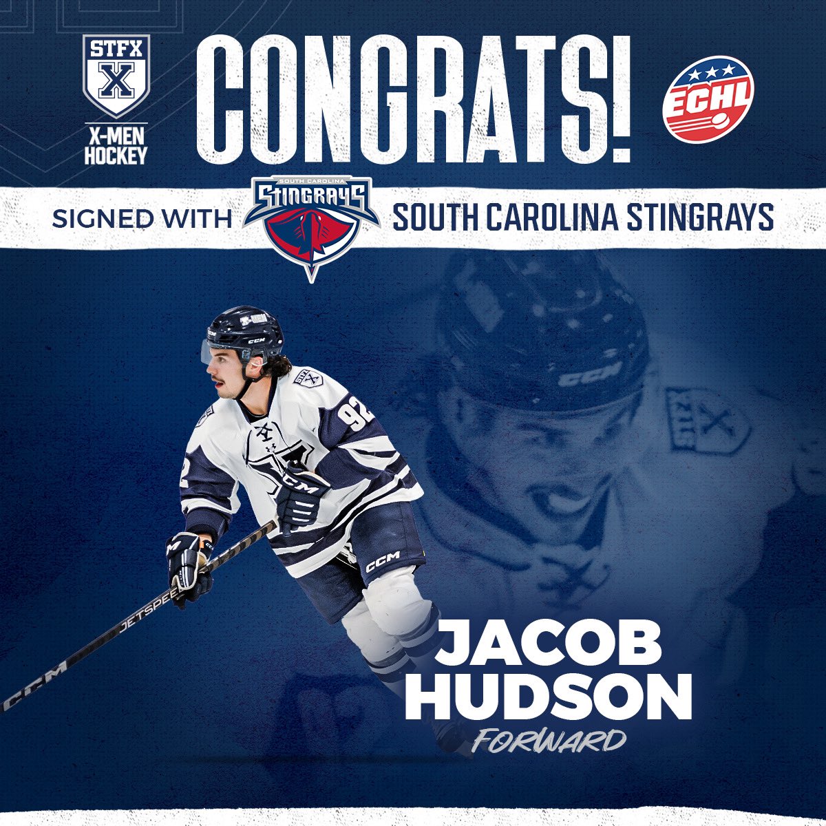 Another senior forward heading south!

Congratulations to Jacob Hudson on signing with the South Carolina Stingrays of the ECHL! #goxgo