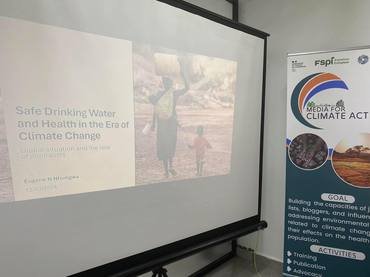 actions4dev's tweet photo. Day One of #MediaforClimateAction came to an end with an in depth discussion on safe drinking water and health in the era of climate change by Eugene N Nforngwa. 

This segment brought to light the relation between health, water and climate change. https://t.co/9VNeppZNcc