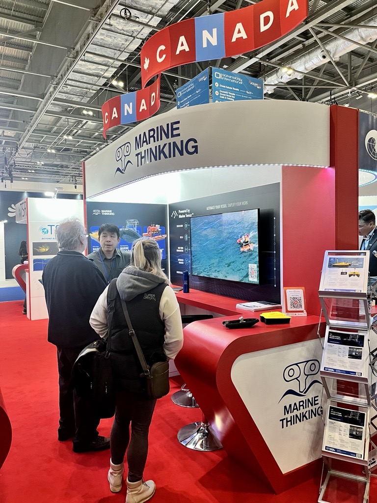 Hello from London! Marine Thinking is at @OceanologyIntl with the 🇨🇦 Canada Pavilion (Stand E400, E401). Make sure to visit us and learn how our Marine Tensor™ can transform and automate your vessels' performance.  #CanadaOi2024 #Oi2024 #Oi24