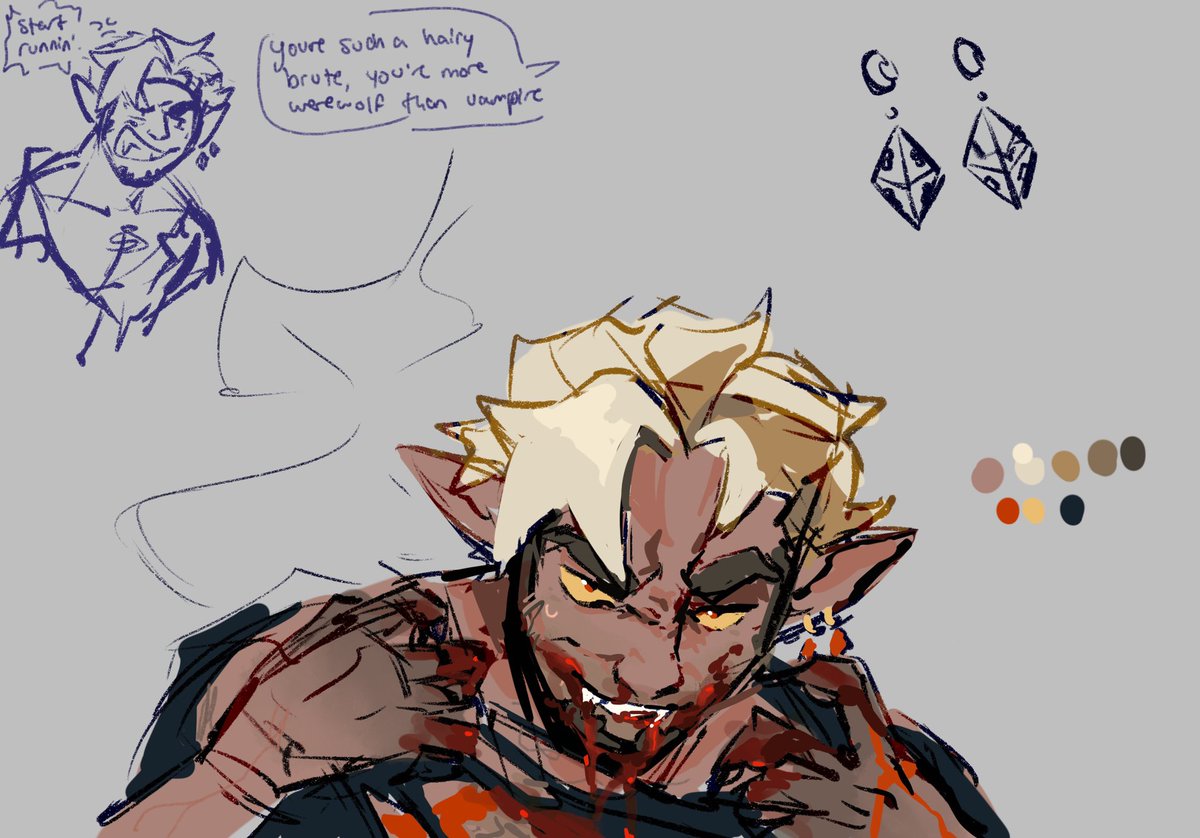 fruitosphere's tweet image. blood tw//
happy bday to ME partner and i have been working on vampire ocs... yes they are just vaughnridley 2 that was the point . don't look at m